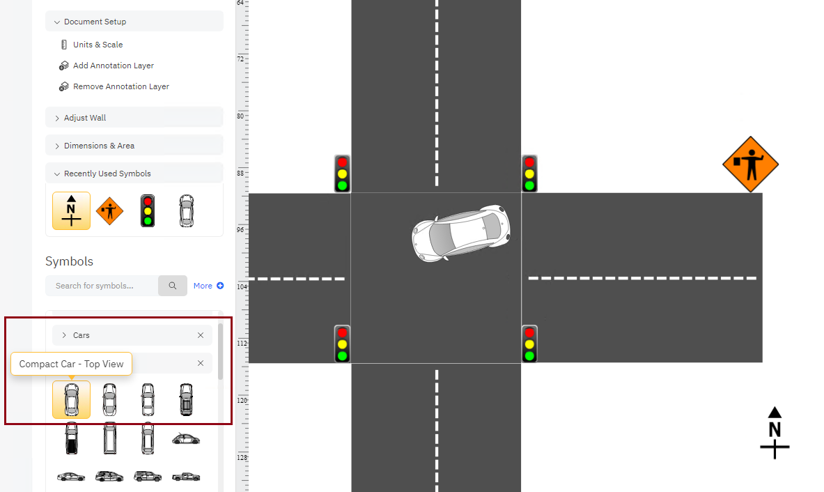 Adding accident reconstruction symbols