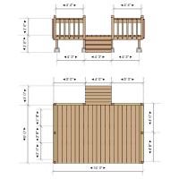 Raised Deck Plan with Center Steps and Railings