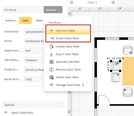 Add a data table