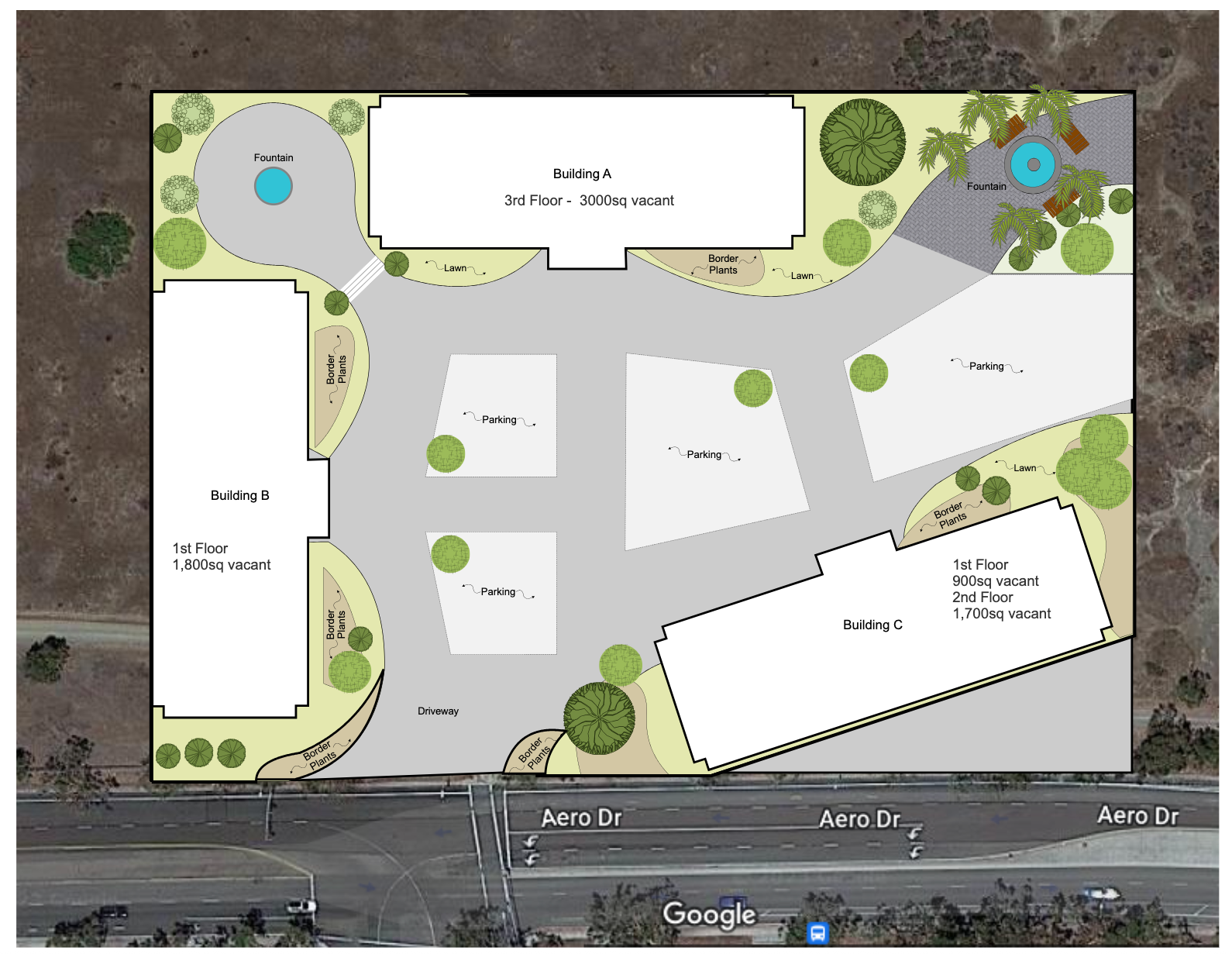 Satellite image with office overlay