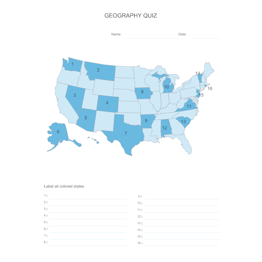 Example Image: Geography Quiz Example - Label States