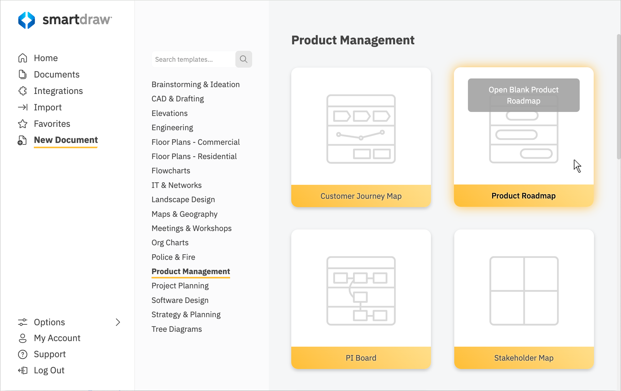 Choosing roadmap template