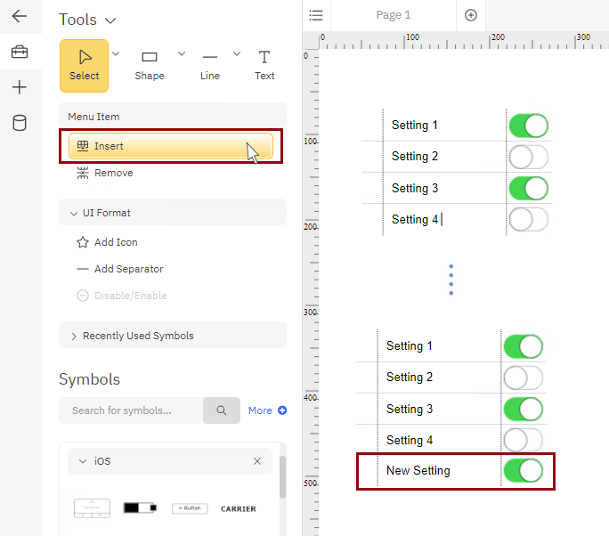 Add new elements to wireframe symbols